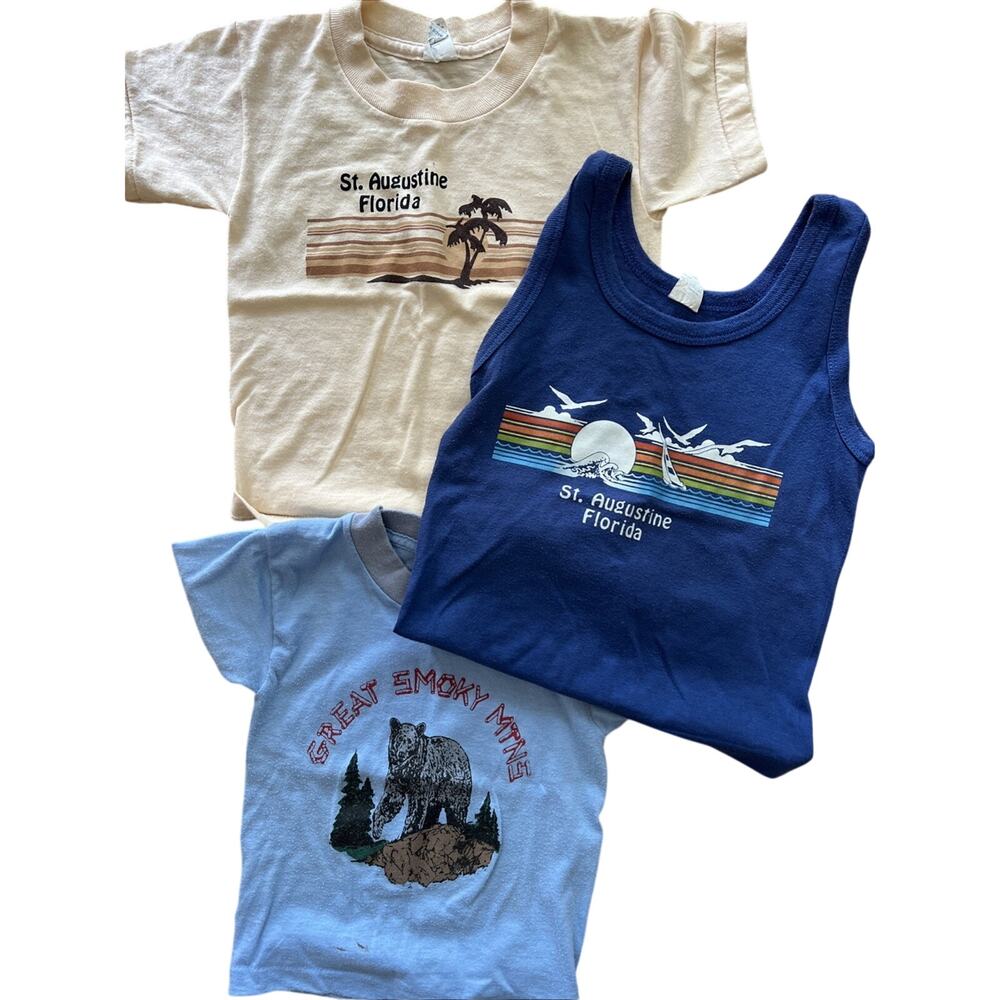 3 Vtg T-Shirt Great Smoky Mountains St. Augustine Florida Size 2T 3T 4T Toddler